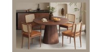 Table ronde collection FRANCHIA en bois exotique de mangolia brun diamètre 130 cm