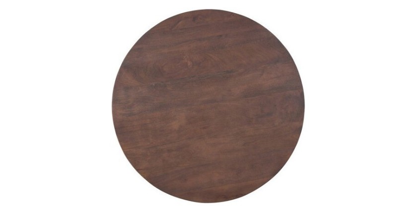 Table ronde collection FRANCHIA en bois exotique de mangolia brun diamètre 130 cm