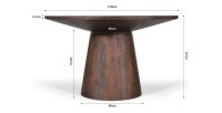 Table ronde collection FRANCHIA en bois exotique de mangolia brun diamètre 130 cm