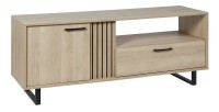TV-meubel 165cm in lichte eikenkleur met 2 deuren en 1 vak, collectie LOFT. Metalen poten.