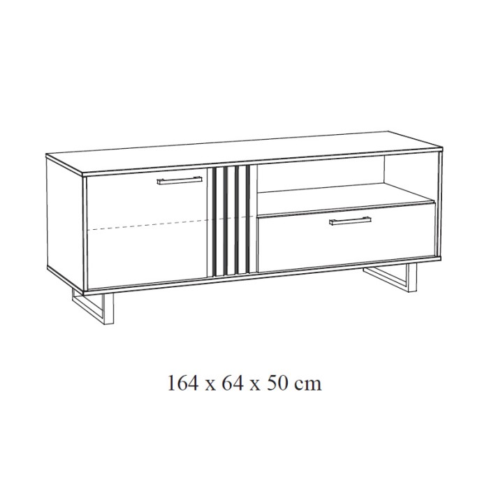 Mobile TV LOFT – Rovere chiaro con 2 porte e 1 vano – L164 x H64 x P50 cm