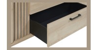 TV-meubel 165cm in lichte eikenkleur met 2 deuren en 1 vak, collectie LOFT. Metalen poten.