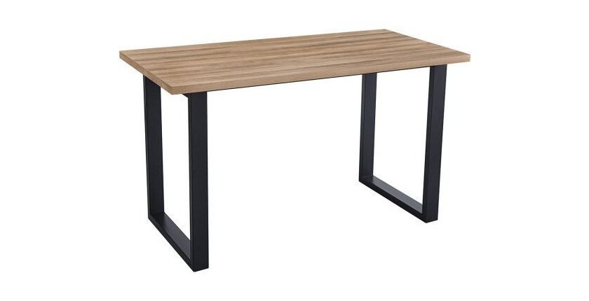 Table à manger EDWAR longueur 160cm en décor chêne vieilli, idéal pour une salle à manger conviviale