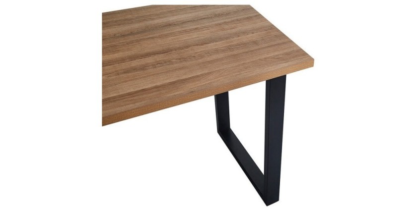 Table à manger EDWAR longueur 160cm en décor chêne vieilli, idéal pour une salle à manger conviviale