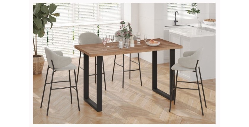 Table à manger EDWAR longueur 160cm en décor chêne vieilli, idéal pour une salle à manger conviviale