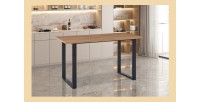Table à manger EDWAR longueur 160cm en décor chêne vieilli, idéal pour une salle à manger conviviale