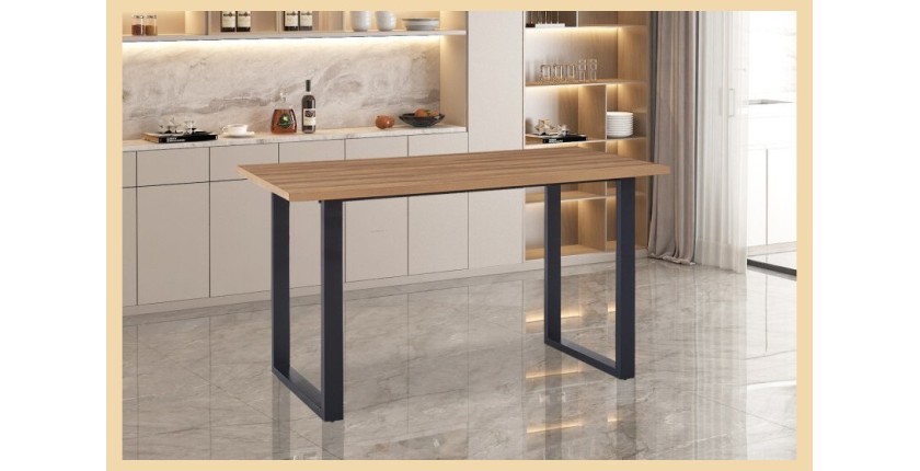 Table à manger EDWAR longueur 160cm en décor chêne vieilli, idéal pour une salle à manger conviviale