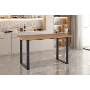 Table à manger EDWAR longueur 160cm en décor chêne vieilli, idéal pour une salle à manger conviviale