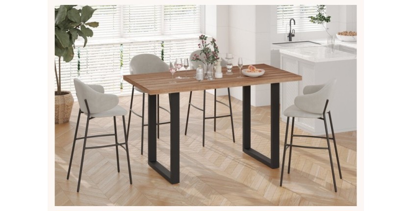 Table à manger EDWAR longueur 160cm en décor chêne vieilli, idéal pour une salle à manger conviviale