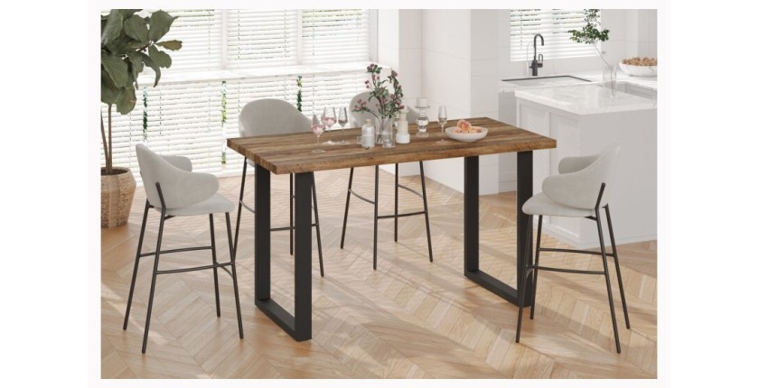 Table à manger EDWAR longueur 160cm en décor exotique mango, idéal pour une salle à manger conviviale