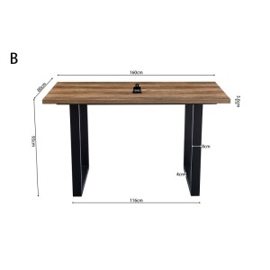 Table à manger EDWAR longueur 160cm en décor exotique mango, idéal pour une salle à manger conviviale