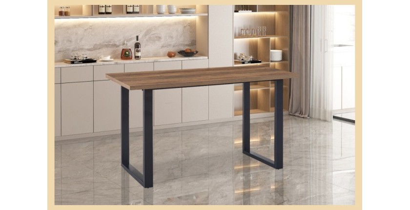 Table à manger EDWAR longueur 160cm en décor exotique mango, idéal pour une salle à manger conviviale