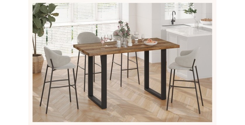 Table à manger EDWAR longueur 160cm en décor exotique mango, idéal pour une salle à manger conviviale
