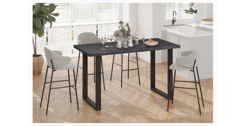 Table à manger EDWAR longueur 160cm en décor brun foncé, idéal pour une salle à manger conviviale