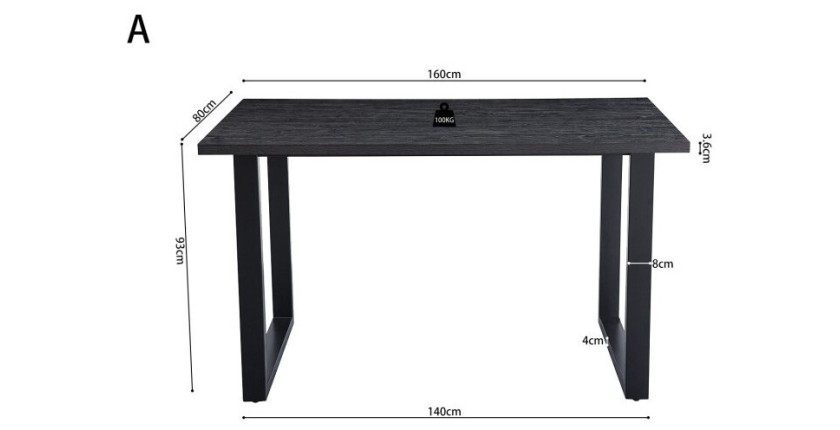 Table à manger EDWAR longueur 160cm en décor brun foncé, idéal pour une salle à manger conviviale