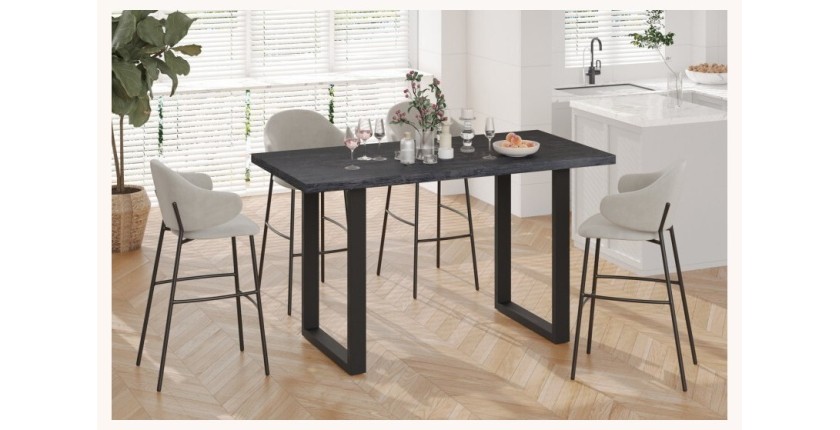 Table à manger EDWAR longueur 160cm en décor brun foncé, idéal pour une salle à manger conviviale