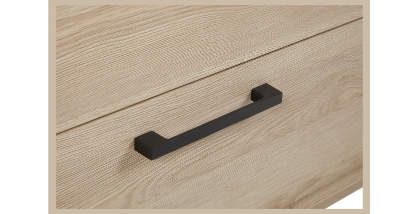 Buffet LOFT 220 cm 2 portes 3 tiroirs chêne clair avec structure en métal