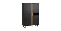 Meuble de rangement XL avec pieds en métal, coloris noir et chêne, collection LOFT, grande capacité de rangement