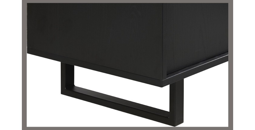 Meuble de rangement XL avec pieds en métal, coloris noir et chêne, collection LOFT, grande capacité de rangement