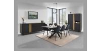 Meuble de rangement XL avec pieds en métal, coloris noir et chêne, collection LOFT, grande capacité de rangement