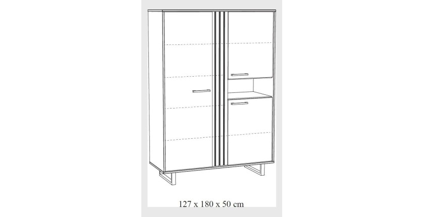 Meuble de rangement XL avec pieds en métal, coloris noir et chêne, collection LOFT, grande capacité de rangement