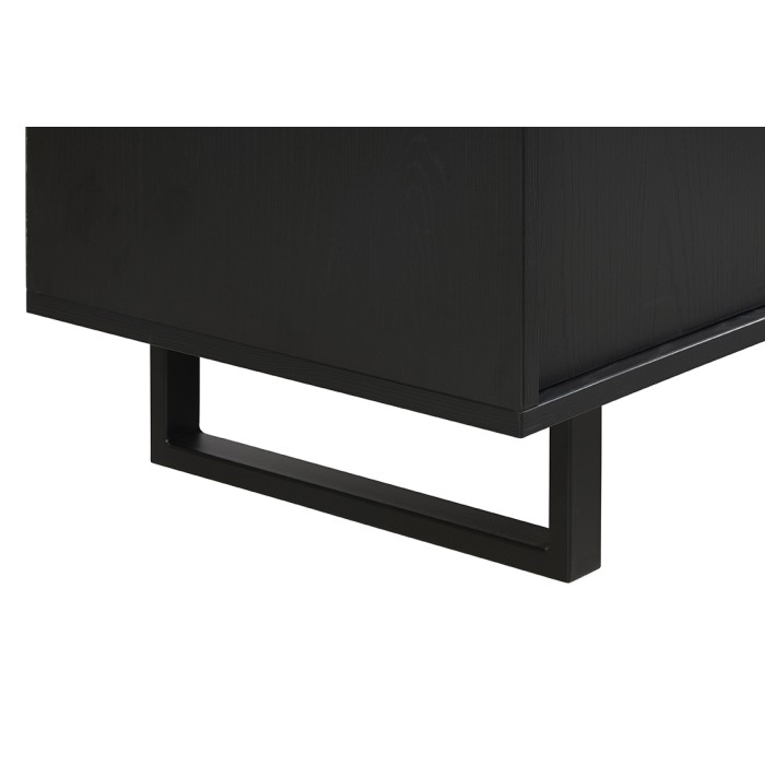 Buffet LOFT 220 cm - Eiken en zwart - 2 deuren, 3 laden - Metalen poten