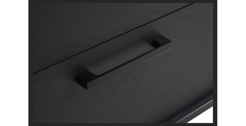 Buffet design 220cm con 2 porte e 3 cassetti per soggiorno colore nero e rovere collezione LOFT con piedi in metallo.