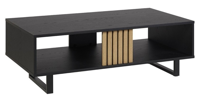 Table basse robuste collection LOFT Coloris noir et chêne. Pieds en métal noir