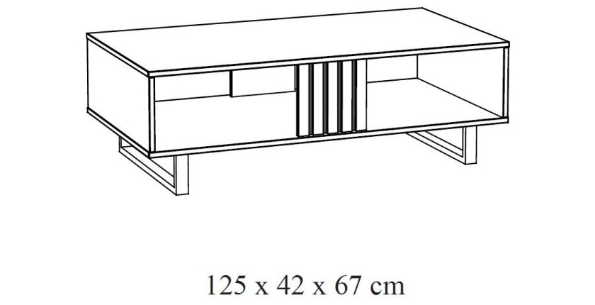 Table basse robuste collection LOFT Coloris noir et chêne. Pieds en métal noir