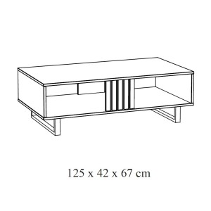 Table basse robuste collection LOFT Coloris noir et chêne. Pieds en métal noir