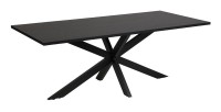 Mesa para 8 personas para comedor, colección LOFT, color negro efecto madera. Patas de metal.