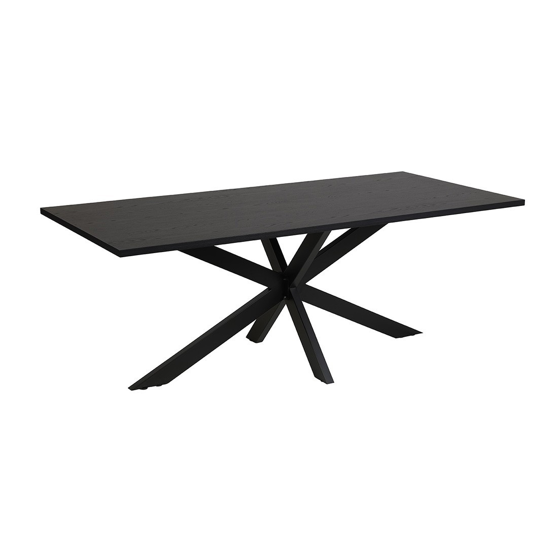Mesa para 8 personas para comedor, colección LOFT, color negro efecto madera. Patas de metal.