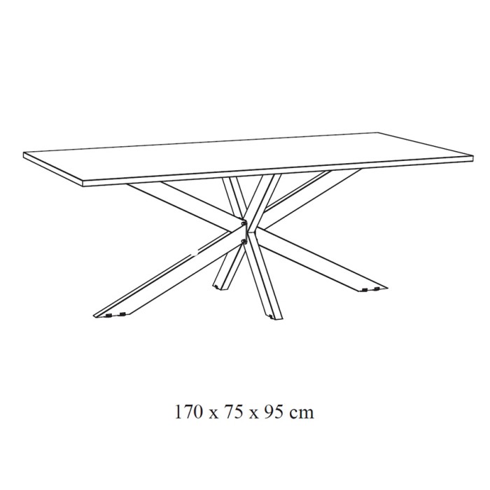 Eettafel LOFT – 8 personen zwart houteffect en metalen poten