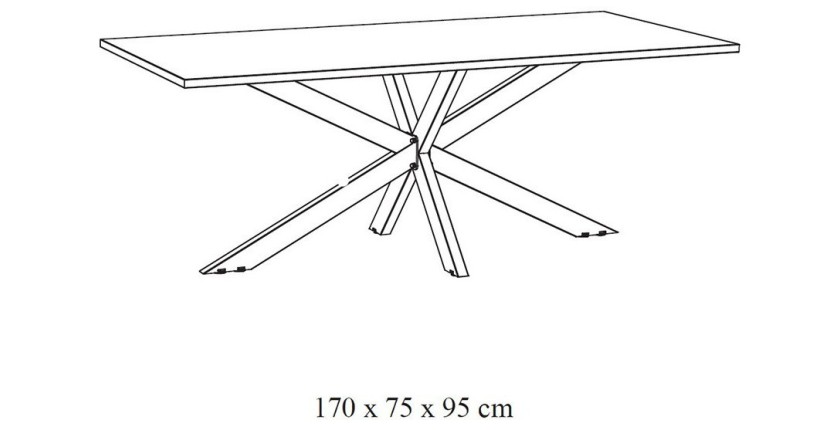 Mesa para 8 personas para comedor, colección LOFT, color negro efecto madera. Patas de metal.