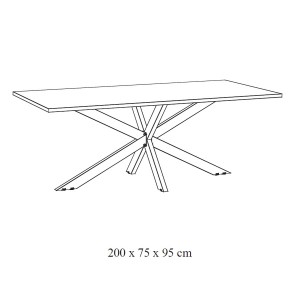 Mesa para 10 personas para comedor colección LOFT en color negro. Patas de metal.