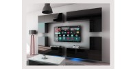 Ensemble de meubles de salon noir suspendus collection CEPTO XX 276cm, 8 meubles, leds, modulables.