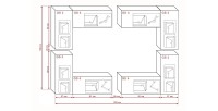 Ensemble de meubles de salon noir suspendus collection CEPTO XX 276cm, 8 meubles, leds, modulables.