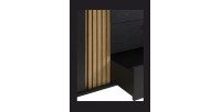Meuble TV 165cm coloris noir et chêne avec 2 portes et 1 niche collection LOFT. Pieds en métal