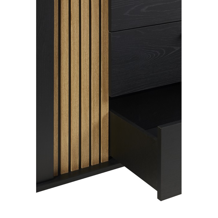 Mobile TV LOFT – Nero e quercia con 2 ante e 1 vano – L164 x H64 x P50 cm