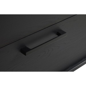 Meuble TV 165cm coloris noir et chêne avec 2 portes et 1 niche collection LOFT. Pieds en métal