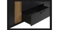 Meuble TV 165cm coloris noir et chêne avec 2 portes et 1 niche collection LOFT. Pieds en métal