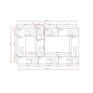 Ensemble de meubles de salon blanc suspendus collection CEPTO XXII. 273cm, 10 meubles, leds, modulables.
