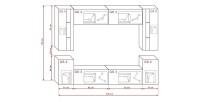 Ensemble de meubles de salon blanc suspendus collection CEPTO XXIV. 240cm, 8 meubles, leds, modulables.