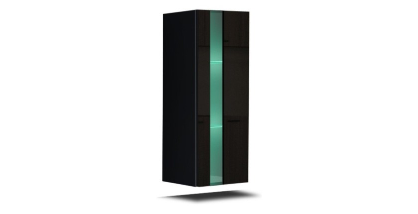 Ensemble de meubles de salon noir suspendus collection CEPTO XXIV. 256cm, 8 meubles, leds, modulables.