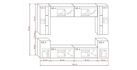 Ensemble de meubles de salon blanc suspendus collection CEPTO XXIV. 256cm, 8 meubles, leds, modulables.