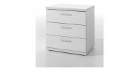Chambre adulte collection OLGA : armoire 200 cm, lit 160x200, commode, chevets, blanc effet bois