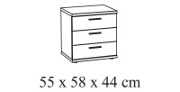 Chambre adulte collection OLGA : armoire 200 cm, lit 160x200, commode, chevets, blanc effet bois