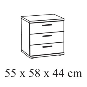 Chambre adulte collection OLGA : armoire 200 cm, lit 160x200, commode, chevets, blanc effet bois