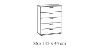 Chambre adulte collection OLGA : armoire 200 cm, lit 160x200, commode, chevets, blanc effet bois