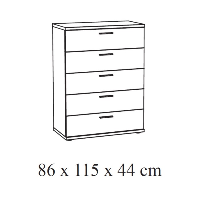 Chambre adulte collection OLVENA : armoire 200 cm, lit 160x200, commode, chevets, blanc effet bois